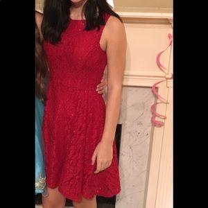 Red lacy and sparkly dress